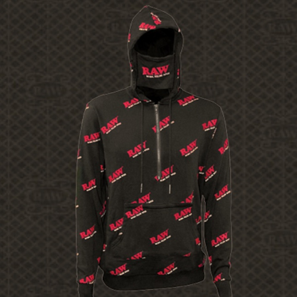 RAW  Hoodie with Rolling Tray Pocket and detachable face mask Raw Rawlers
